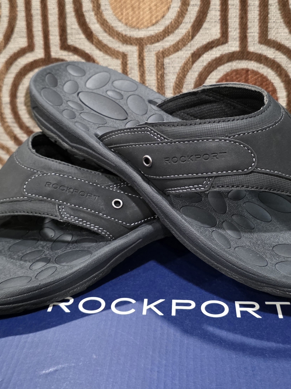 NIB Rockport Men's Hayes Thong Sandals Black SZ 11.5 - Picture 5 of 6